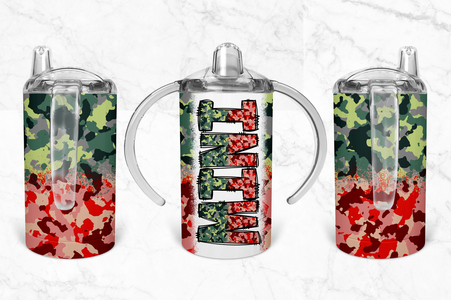 red and green camo sippy Cup