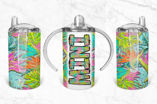 Neon floral sippy Cup