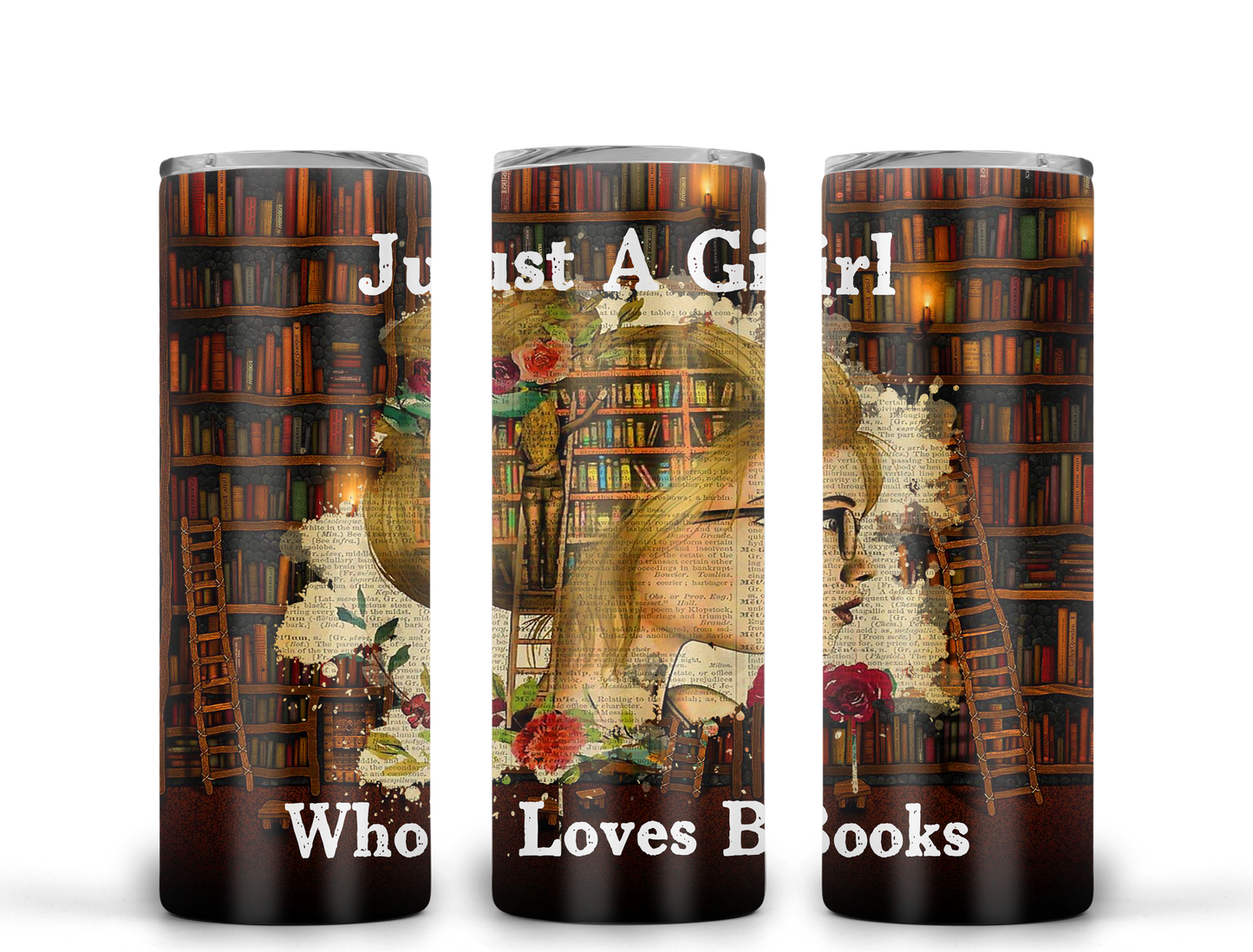 Girl Who Loves Books Tumbler style 1