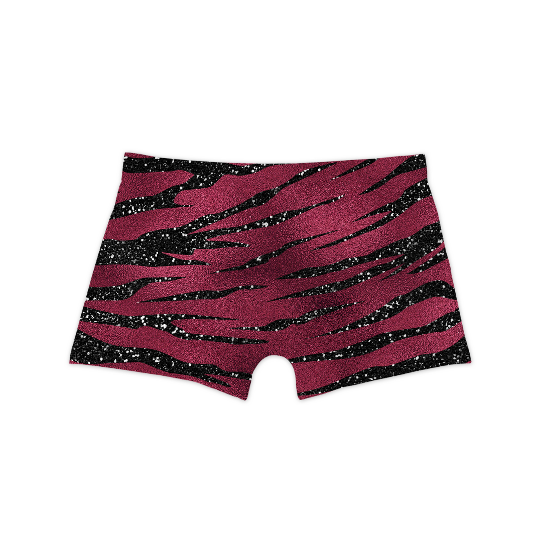 Sports Bra and Underwear Set - Tiger Stripes Burgundy