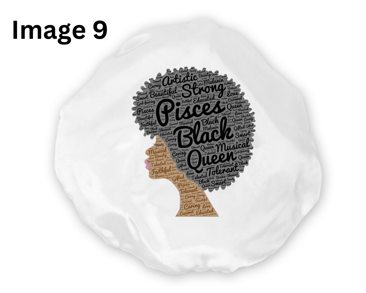 Wide Band Satin Hair Bonnet Pisces Zodiac available in 9 colors