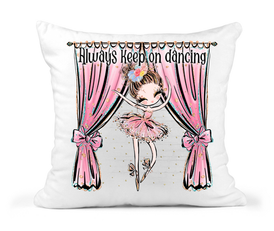 Personalized Ballerina Brown  Hair Throw Pillow Gift for Her