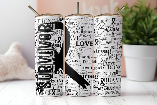 Black Survivor Ribbon Tumbler