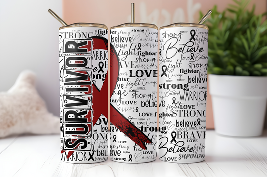 Burgundy Survivor Ribbon Tumbler