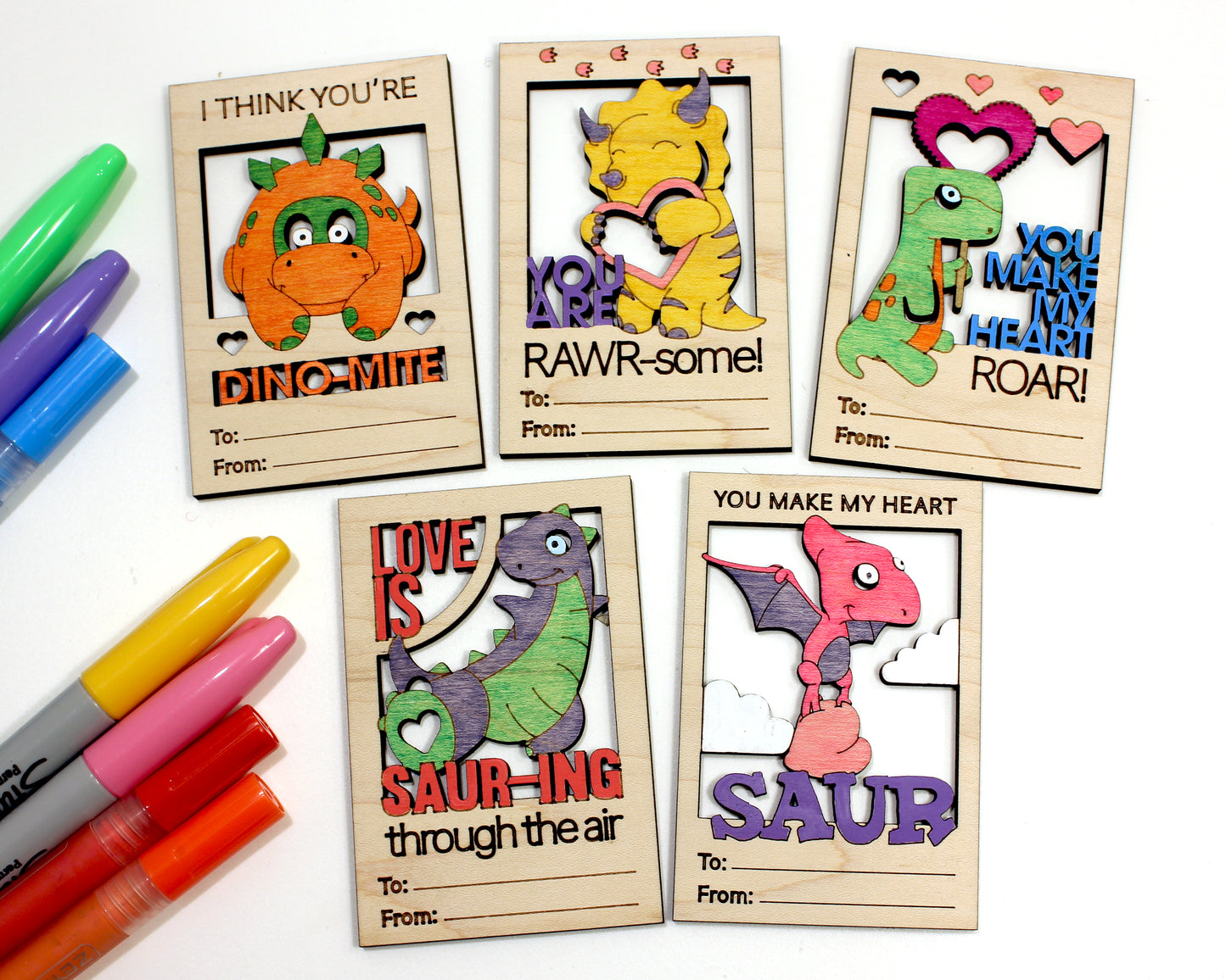 Valentines DIY Dinosaur Paint Card