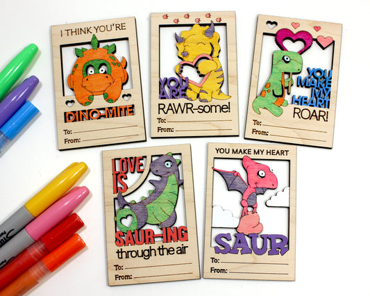 Valentines DIY Dinosaur Paint Card