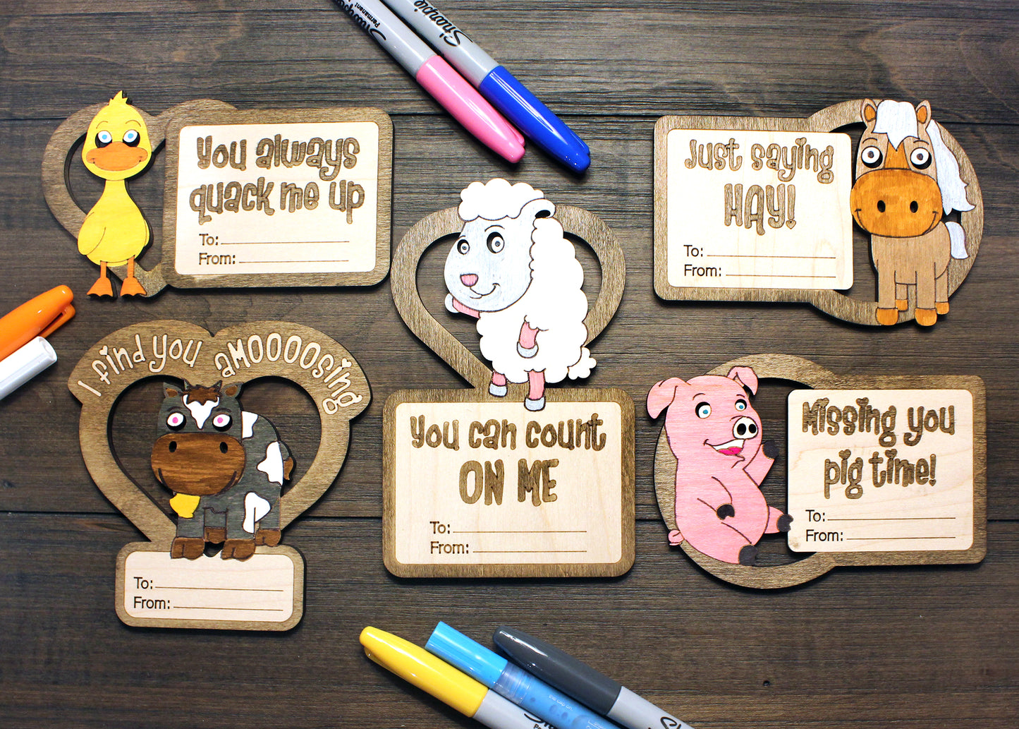 Valentines DIY Farm Animals Paint Card