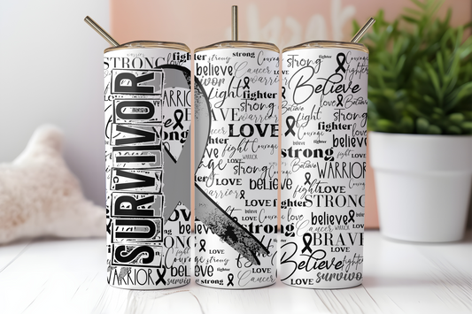 Grey Survivor Ribbon Tumbler