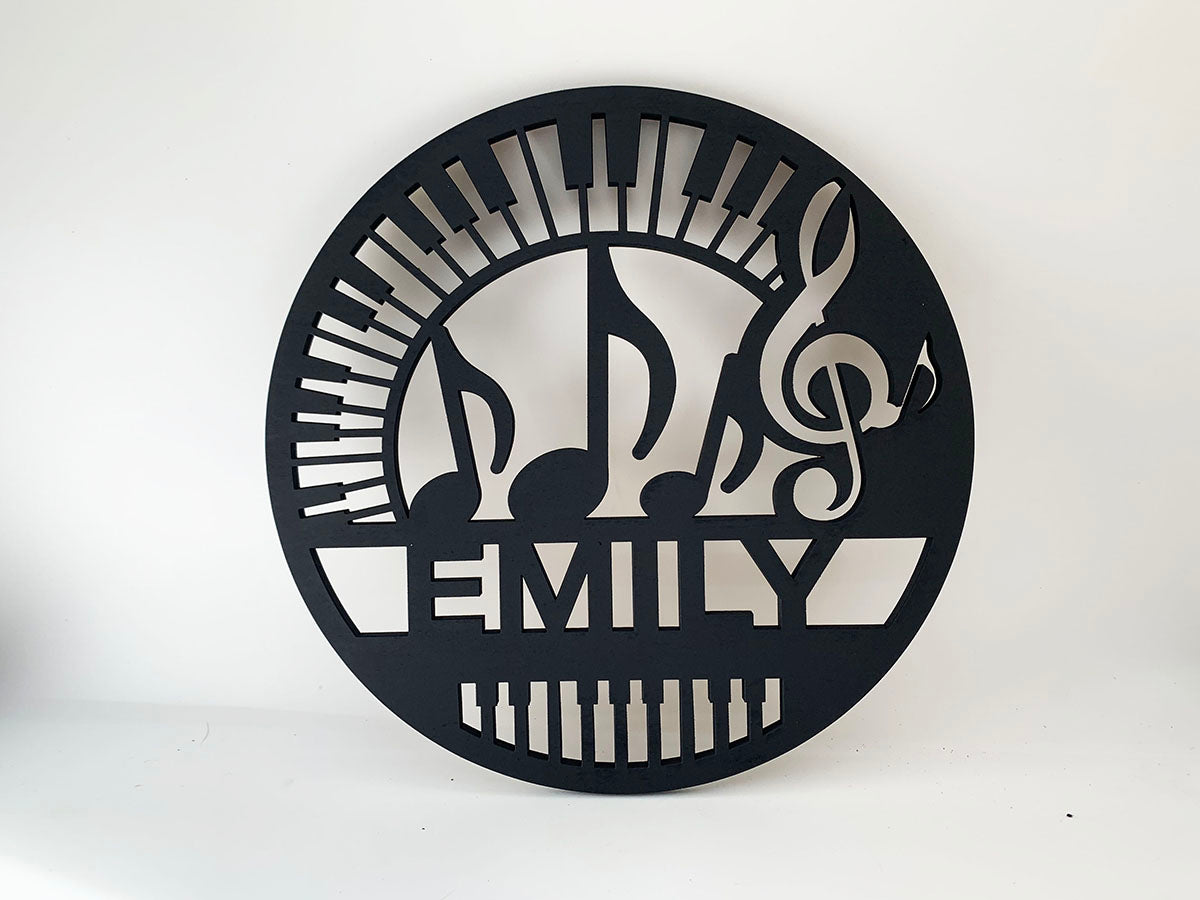 Piano Round Wood Sign