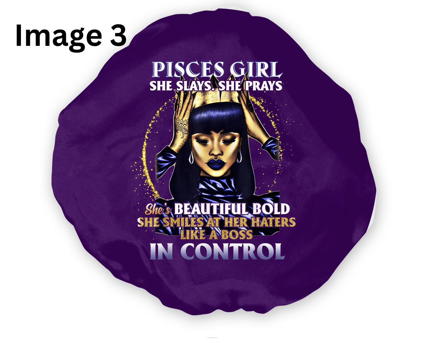 Wide Band Satin Hair Bonnet Pisces Zodiac available in 9 colors