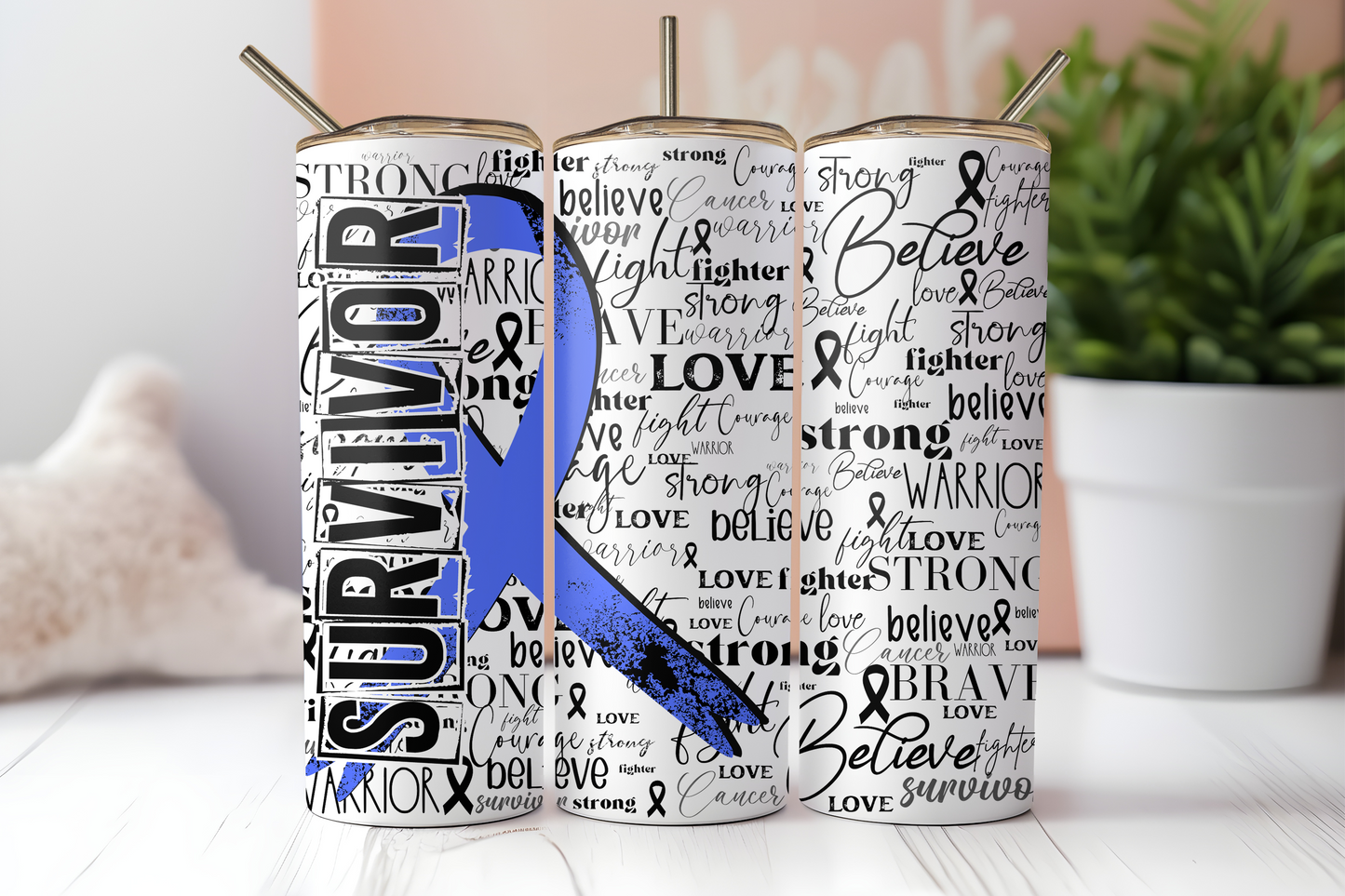 Periwinkle Blue Survivor Ribbon Tumbler