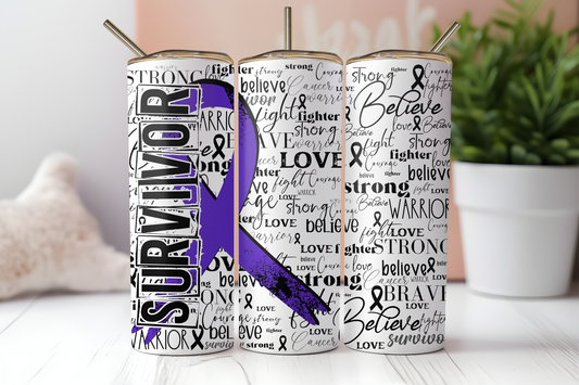 Purple Survivor Ribbon Tumbler