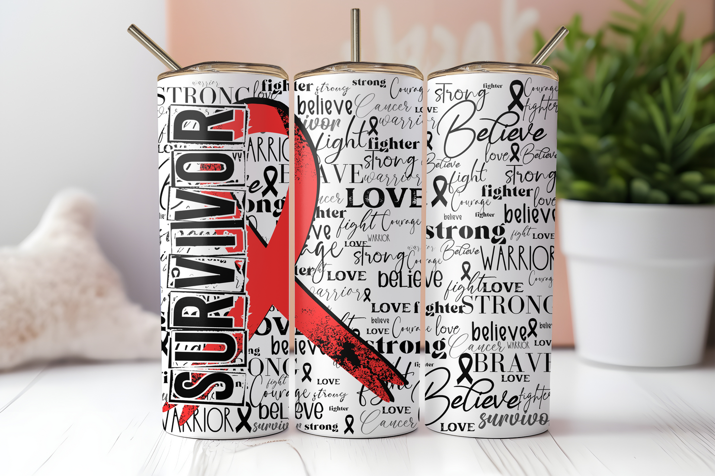 Red Survivor Ribbon Tumbler