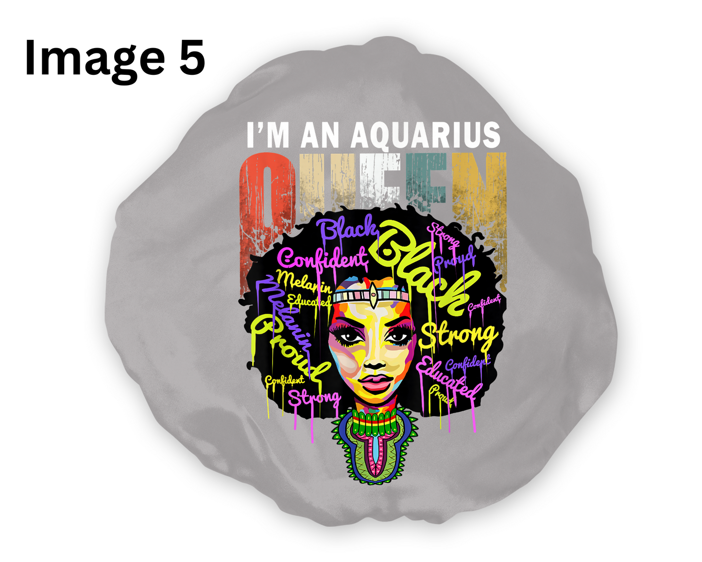 Wide Band Satin Hair Bonnet Aquarius Zodiac Style 1 (Available in 9 colors)