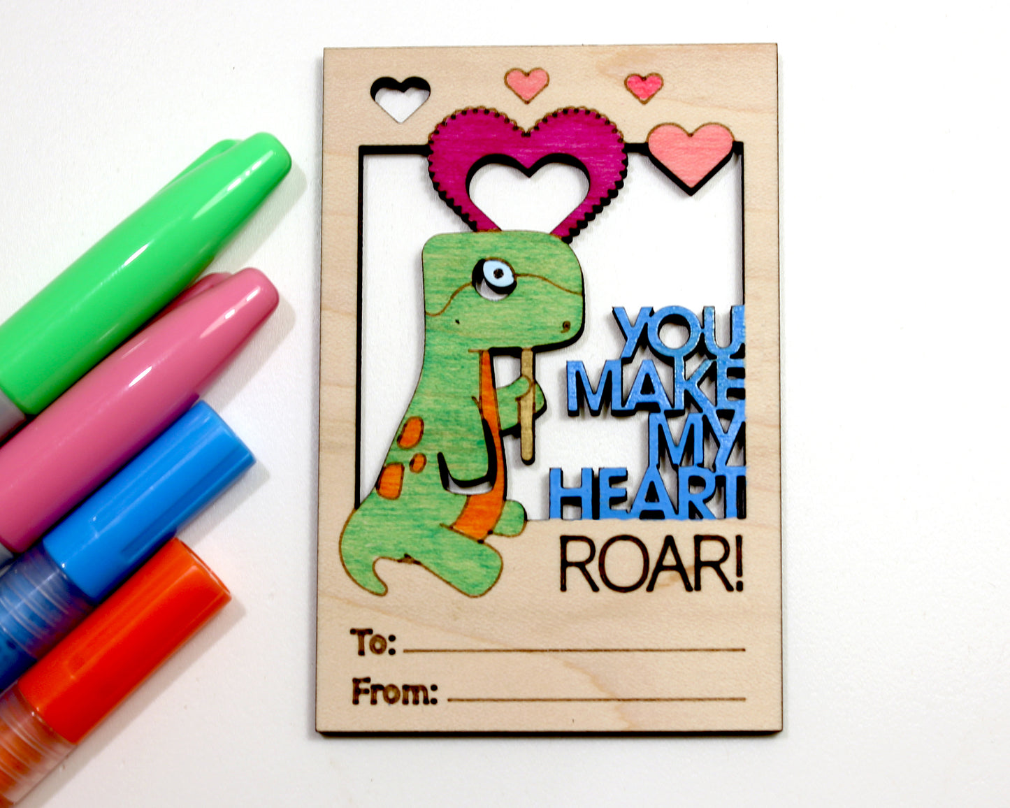 Valentines DIY Dinosaur Paint Card