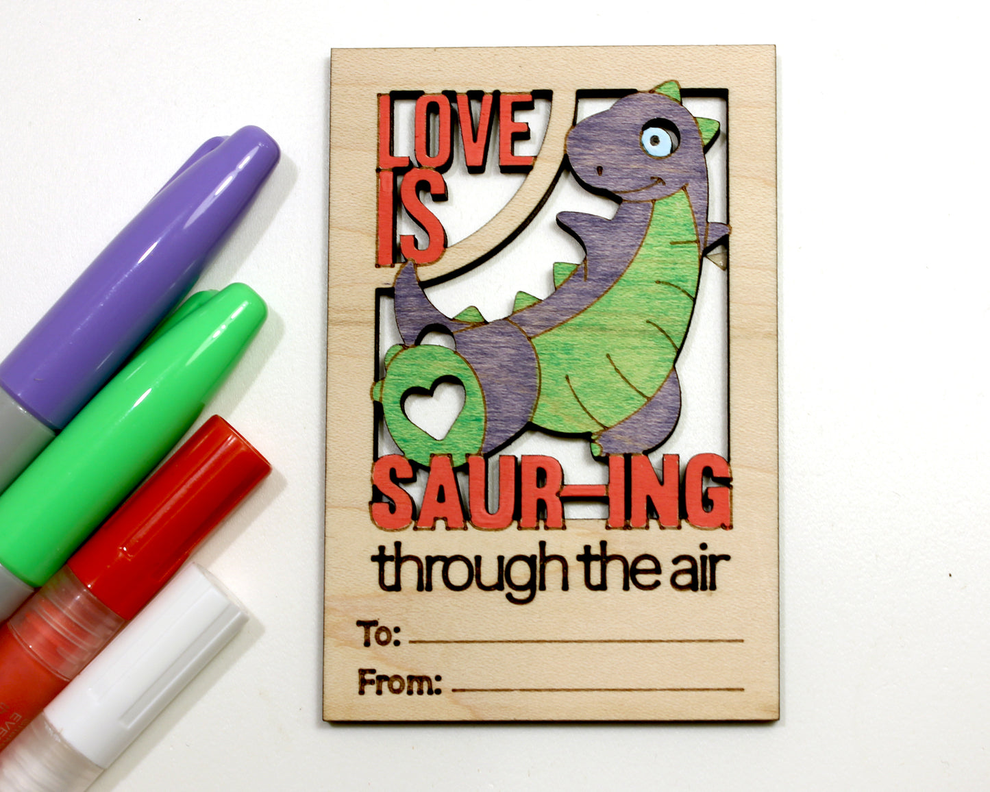 Valentines DIY Dinosaur Paint Card