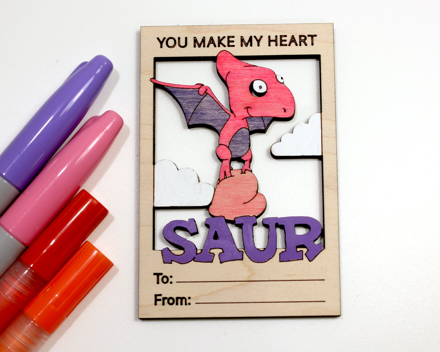 Valentines DIY Dinosaur Paint Card