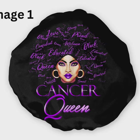 Wide Band Satin Hair Bonnet Cancer Zodiac for Women in Black Light Purple Dark Purple Pink Silver Gold Red Blue White