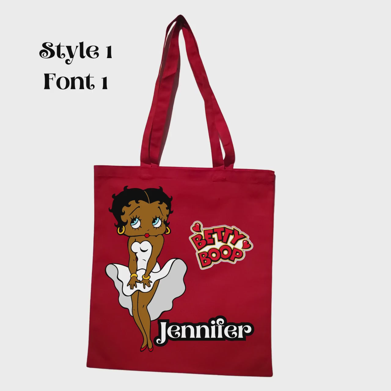 Personalized Black Betty Boop Red Tote Bag Gift for Her Custom Afro American Red Tote Bag
