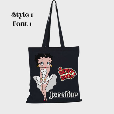 Personalized Betty Boop Black Tote Bag Gift for Her Custom