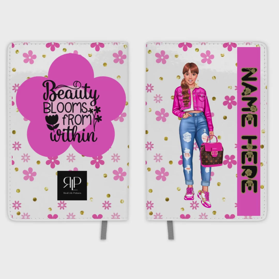 Personalized Journal Set for Teen Girls with Pink Flower Print Stay Organized in Style