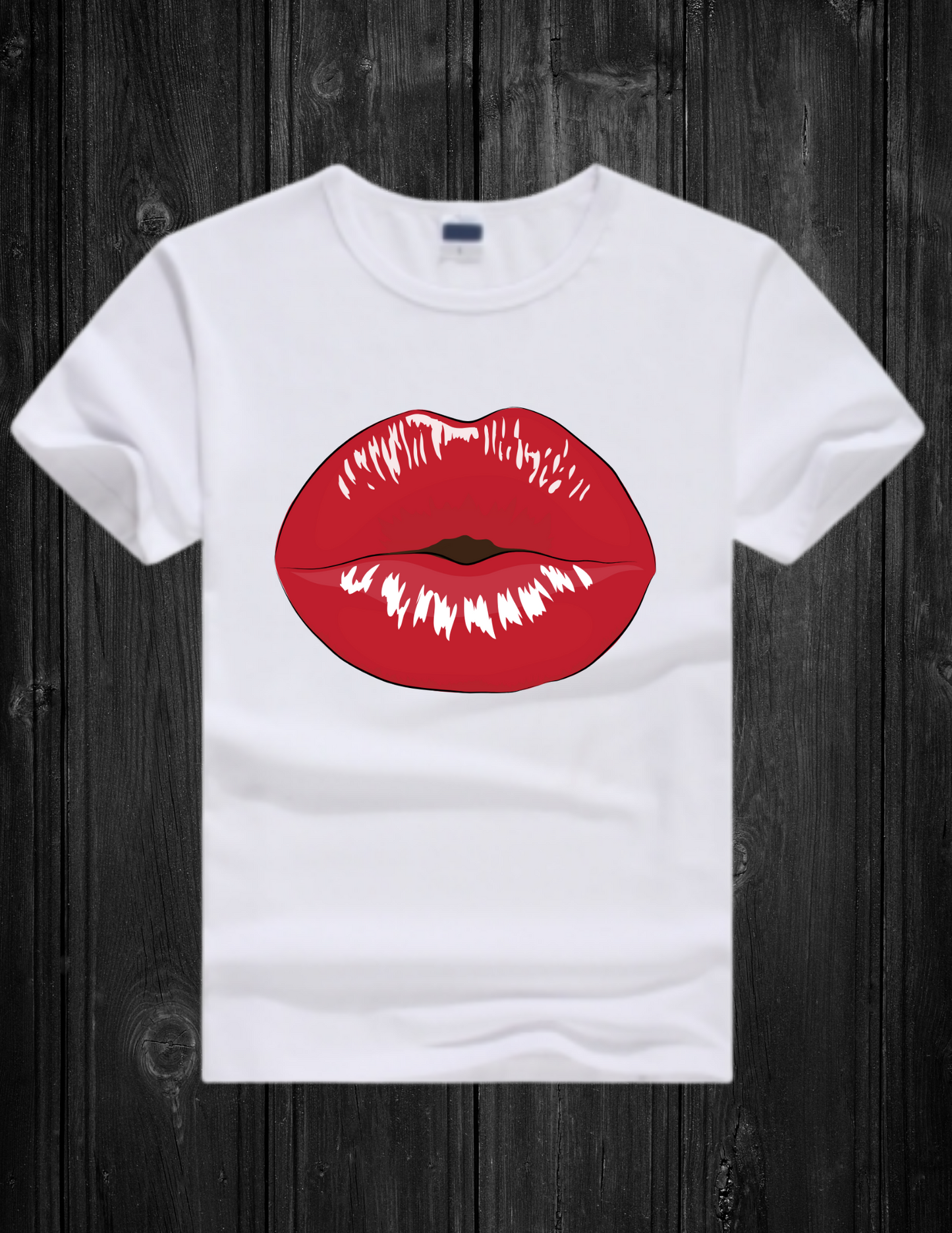 White T-shirt -Red Lips