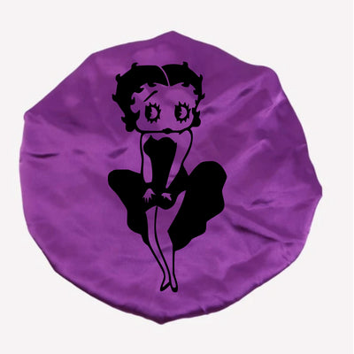 Personalized Betty Boop Satin Hair Bonnet for women Purple hair bonnet Custom Silk for Women, Teens, and Kids Satin Sleep Cap