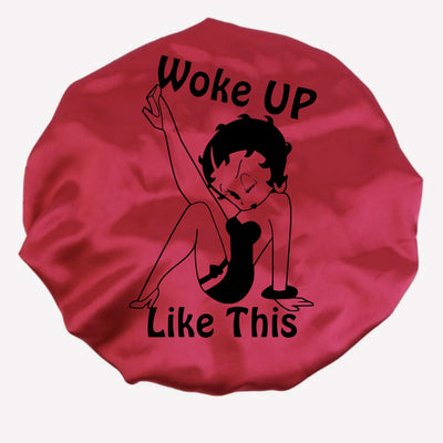 Personalized Betty Boop Satin Hair Bonnet for women hair bonnet Custom Silk Sleep Cap I woke up like this