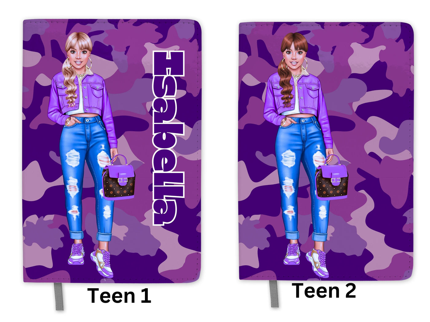 Personalized Purple Journal for Teenage Girls Who Love Camouflage Custom Gift for Teen Girls