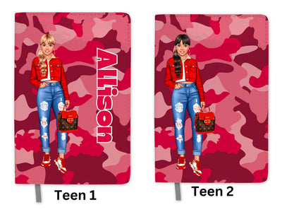 Personalized Red Journal for Teenage Girls Who Love Camouflage Custom Gift for Teen Girls