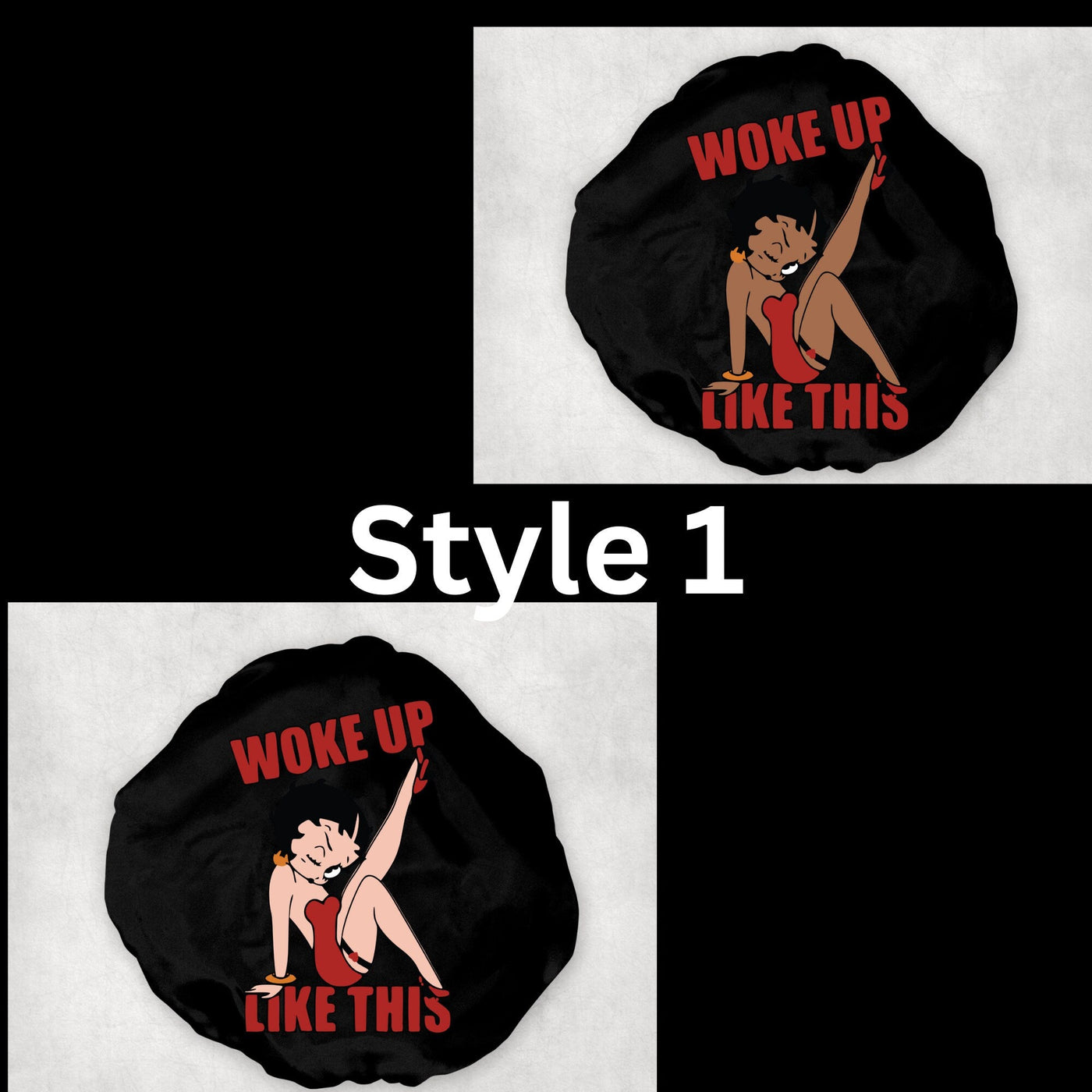 Personalized Betty Boop Satin Hair Bonnet for  women Black hair bonnet Custom Silk for Women, Teens, and Kids Satin Sleep Cap