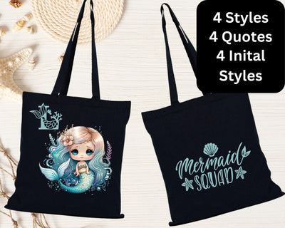 Personalized Little Mermaid Tote Bag Custom Mermaid Tote Bag for Gift Tote Bag for Her