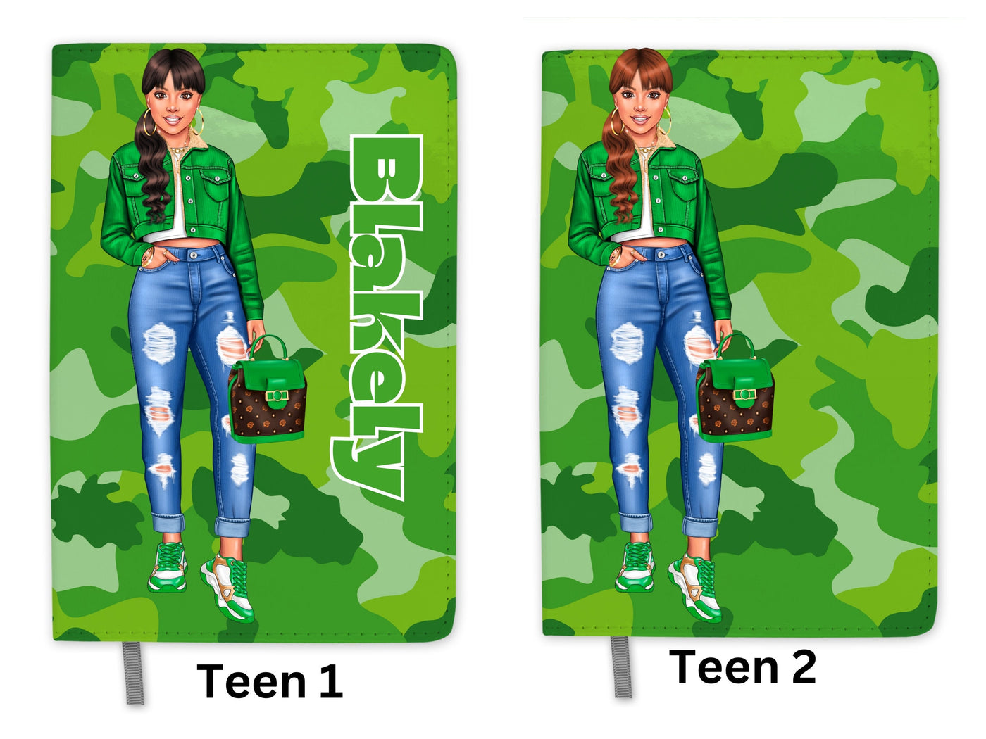 Personalized Green Journal for Teenage Girls Who Loves Camouflage Custom Gift for  Teen Girls