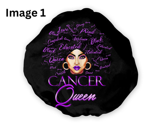 Wide Band Satin Hair Bonnet Cancer Zodiac for Women in Black Light Purple Dark Purple Pink Silver Gold Red Blue White