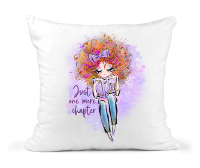 Personalized Throw Pillow Auburn Girl Ready Book Just One More Chapter Hand Drawn