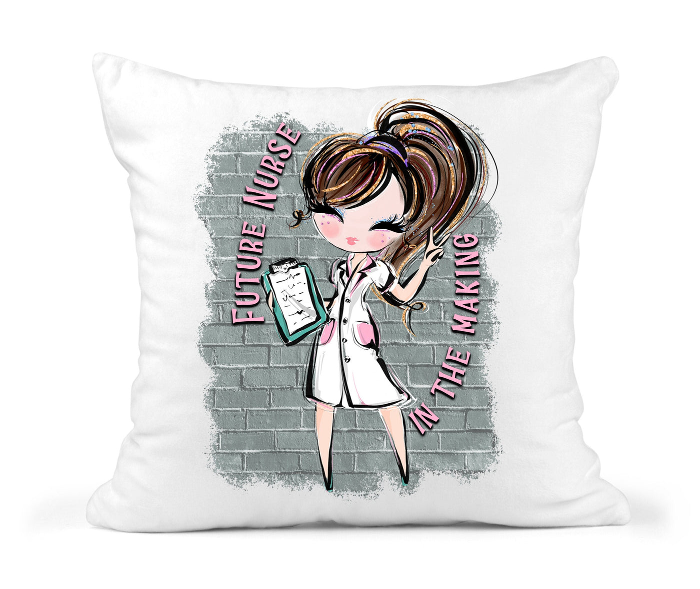 Personalized Student Nurse Throw Pillow Hand Drawn