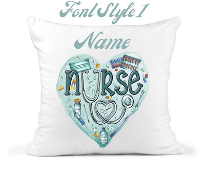 Personalized Black Student Nurse Throw Pillow Hand Drawn in Green Scrubs