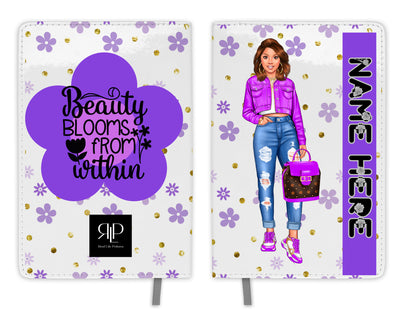 Personalized Journal Set for Teen Girls with Purple Flower Print Stay Organized in Style